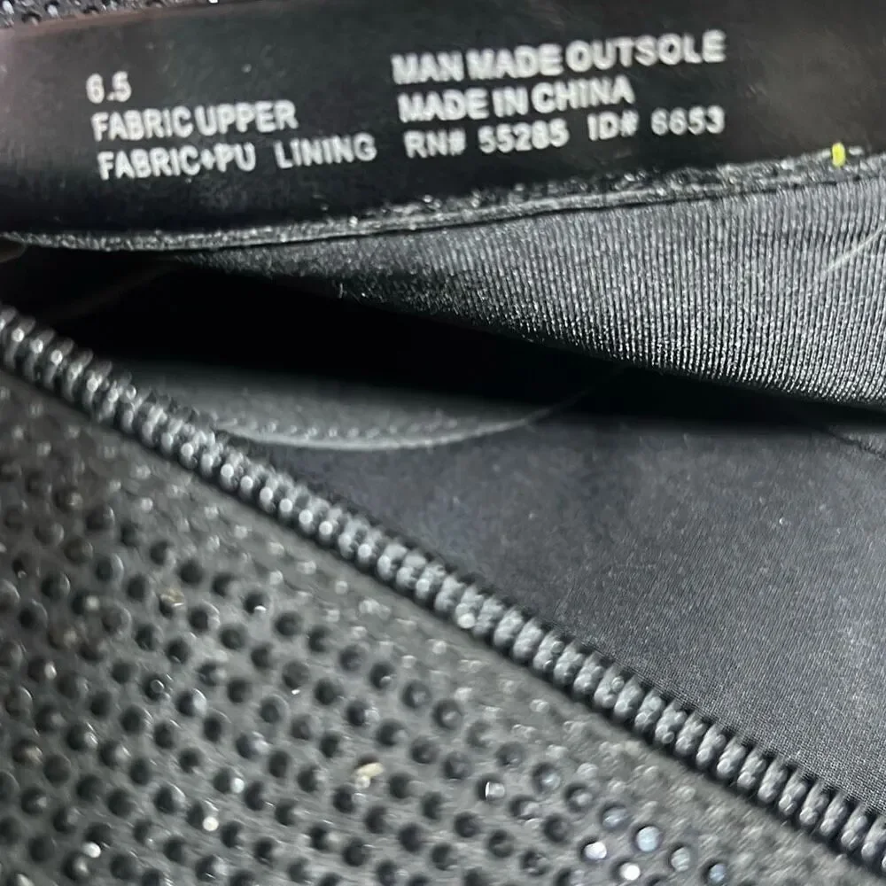 Express NWOB Black Glittery Pave' Rhinestone Side Zip Ankle Boots Size 6.5 - Picture 5 of 5